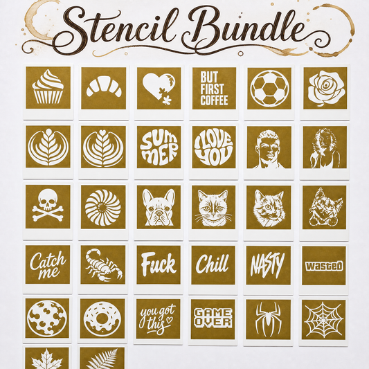 MugMuse Ultimate 30-Piece Latte Art Stencil Collection